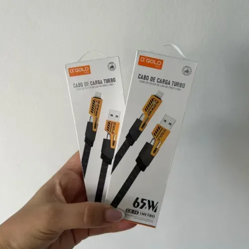 Cabo A?GOLD CB-74 4 em 1 65W 1m - Carga Turbo e Dados