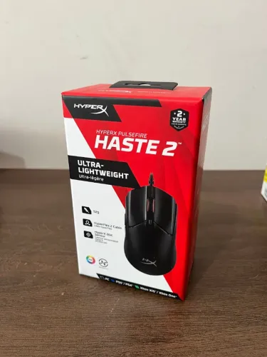Mouse Gamer HyperX Pulsefire Haste 2 Super Leve 53g, 26000 DPI, 8000HZ, Cabo Ultraflexível