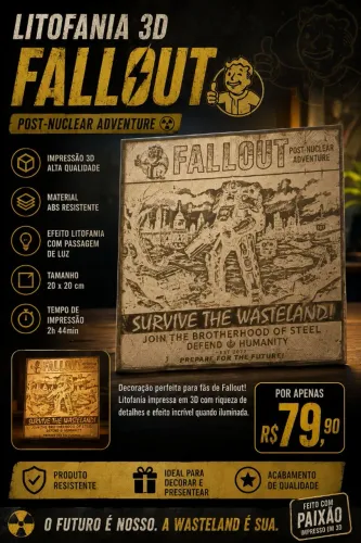 ? Litofania 3D Fallout - 20x20 cm | ABS