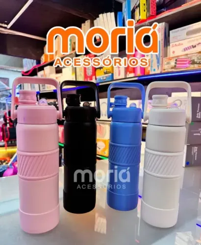 Garrafa Térmica 800ml de Inox, Parede Dupla, Isolamento a Vácuo, Bico Antivazamento
