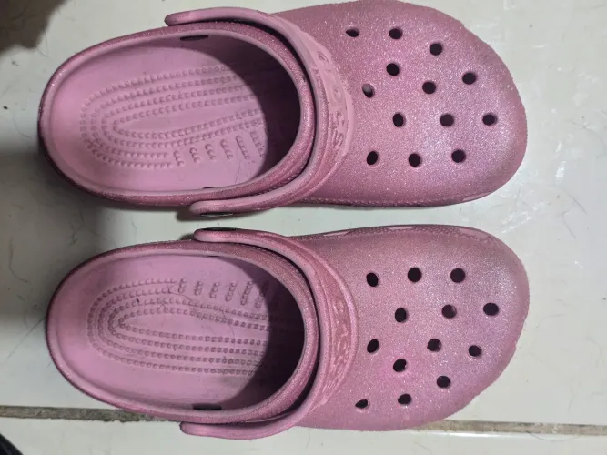 Sandália CROCS Original Usada Babuche Clog Rosa Feminina com Glitter