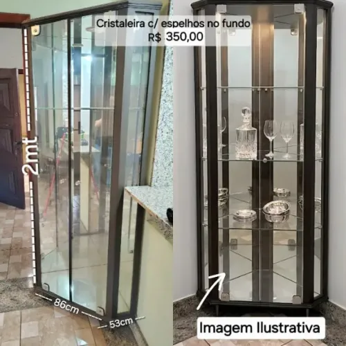 Cristaleira com Fundo Espelhado