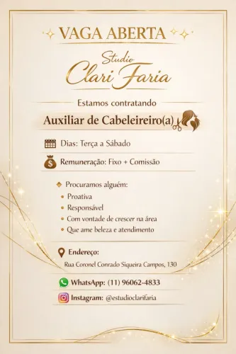 Vaga de Auxiliar de cabeleireiro