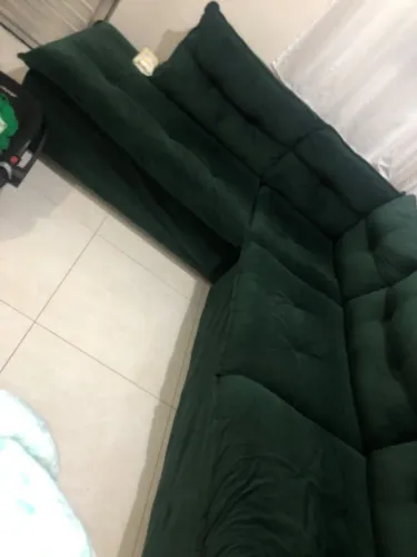Sofá de Canto em L Verde Musgo