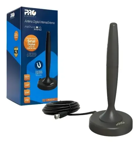 Antena TV Digital Interna cabo 3mt com base magnética - Nova a pronta entrega