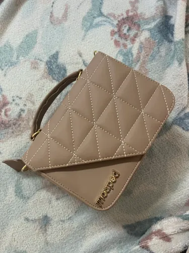 Bolsa feminina nude elegante transversal + alça longa