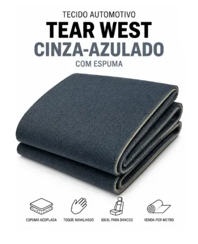 Tecido Automotivo Tear West Cinza-Azulado com Espuma  por Metro