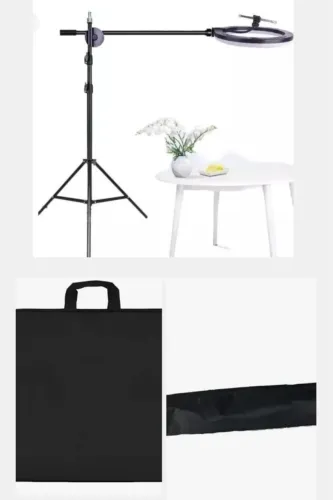 Ring light (vertical e horizontal) com suporte para celular + 2 cases