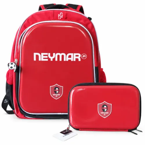 Kit Mochila Escolar Neymar Jr Vermelha + Estojo 2 Peças