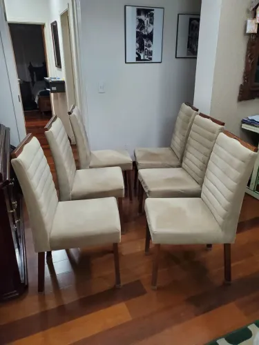 Cadeiras de Jantar Estofadas Linho Bege Itália 