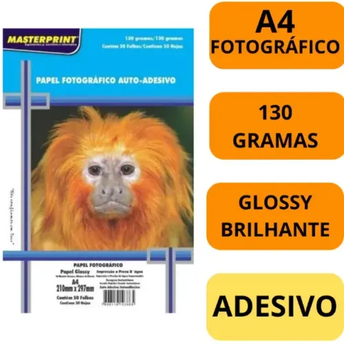 Papel Fotográfico Adesivo A4 Masterprint 130g 46 Folhas