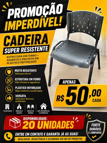 cadeira de plástico e aço registente