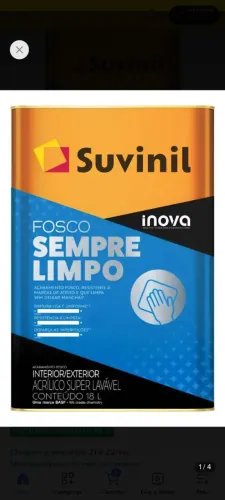Tinta Suvinil, lata de 18 litros, cor Beijo-De-Anjo.