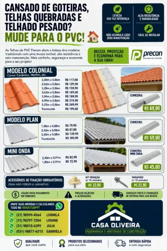 Telha PVC (ler descrição)