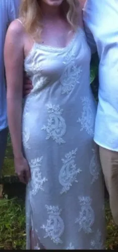 Vestido de Noiva Branco Boho / Minimalista - Renda Bordada