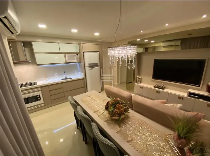 Apartamento MOBILIADO com 57m², 2 dormitórios e 2 sacadas no Aririú
