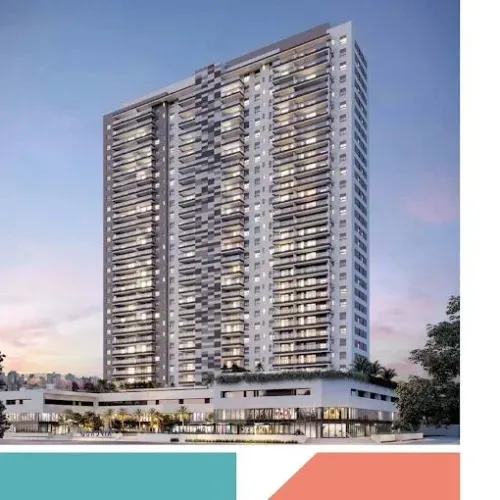 Sala comercial de 44,83 m² com 2 banheiros, varanda e vagas rotativas no Edifício Quadria