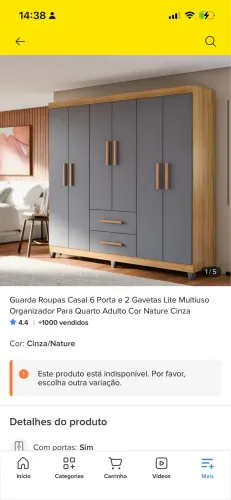 Guarda Roupas Casal 6 Porta e 2 Gavetas - LACRADO