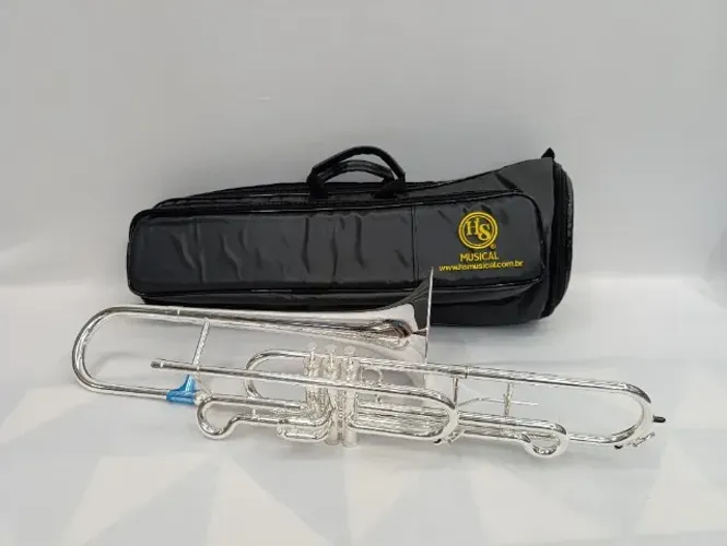 Trombone Curto Hs Musical S761 Sib - Prateado -NOVO/ Aceitamos trocas - Parcelo 21x