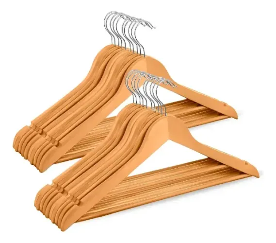 Kit 20 Cabide De Madeira Marfim Organizador Closet Guarda Roupa