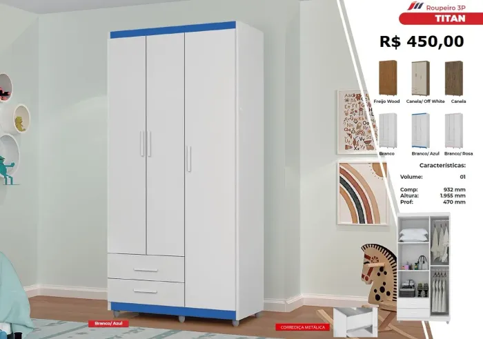 Guarda roupa 3 portas