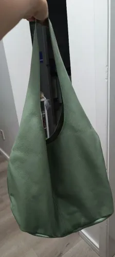 Bolsa saco couro legítimo verde menta