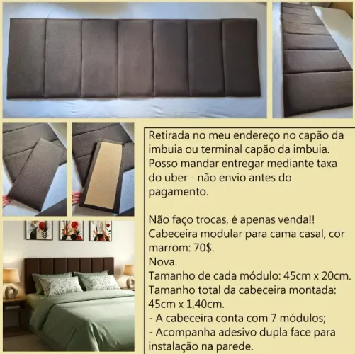 Cabeceira modular estofada de cama casal nova