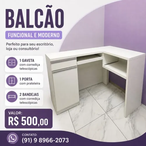 BALCÃO ESCRITÓRIO, CLINICA, COMÉRCIO - SEMINOVO 