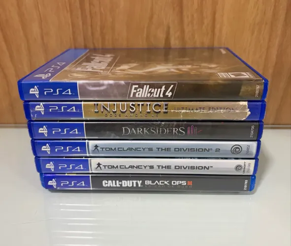 Lote 6 Jogos PS4 Midia Fisica Original - Fallout 4, COD Black Ops 3, Injustice e mais