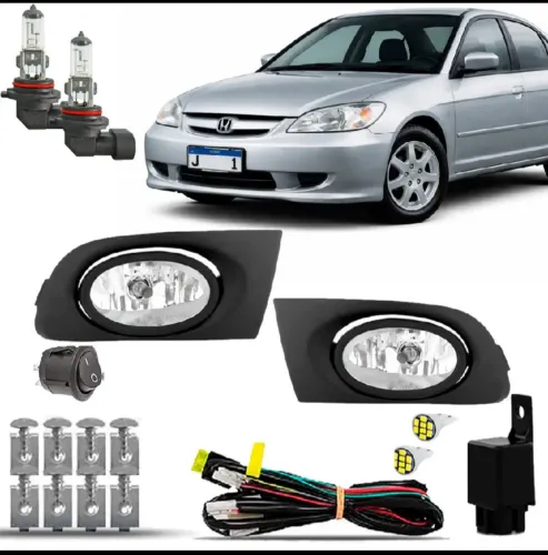 Kit Farol de Milha Neblina Completo Honda Civic 2001 a 2003
