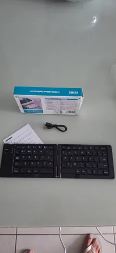 Teclado Sem Fio Dobrável Recarregável para Celular, Tablet e Notebook