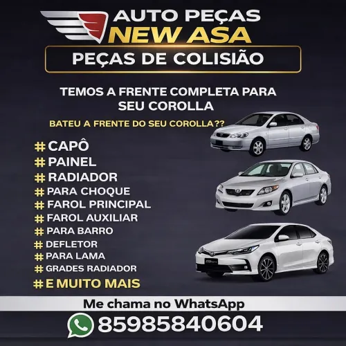 Parcas de colisão para seu corolla ( para lama, capô, asa de urubu, radiador e muito mais.