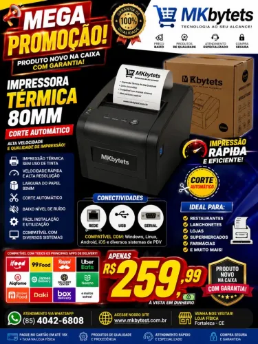 Impressora térmica 80 cm corte auto merga ofertas