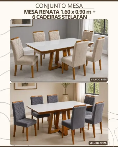 Mesa de Jantar com 06 cadeiras 1.60cm