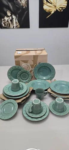 Aparelho De Jantar E Chá 20 Peças Oxford Mendi Malaquita Verde