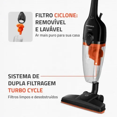 Aspirador Vertical Mondial AP40B 2 em 1 1500W Filtro Ciclone Lavável - LACRADO