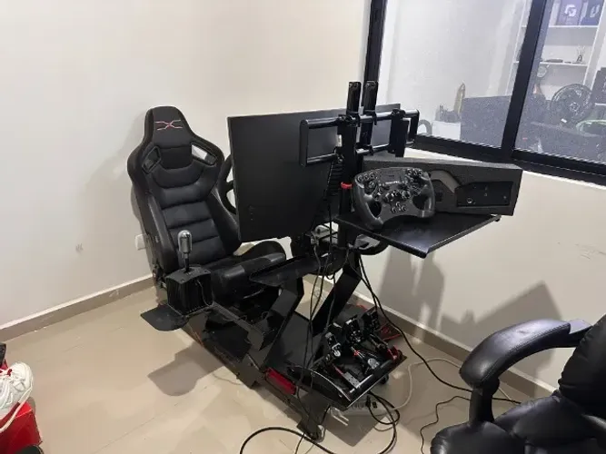 Cockpit Extreme SimRacing completo com banco coura e alcantara