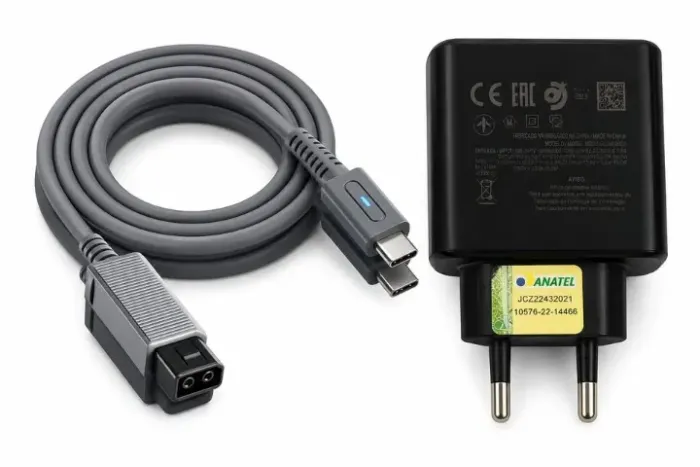 Cabo de USB tipo C p/ Nintendo® Wii (1,8 metro) 45 W (c/ LED indicador)+ adaptor de tomada