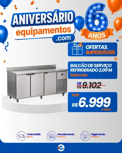 Balcão de serviço refrigerado 2,00m novo com garantia