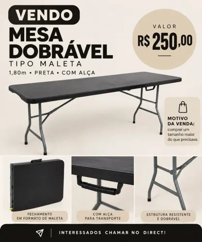 MESA MALETA DOBRÁVEL COM ALÇA