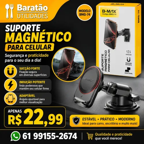 Suporte Magnético para celular com sucção