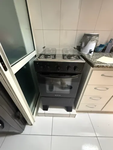 Fogão Atlas Mônaco Plus 4 Bocas - Preto com Mesa Inox