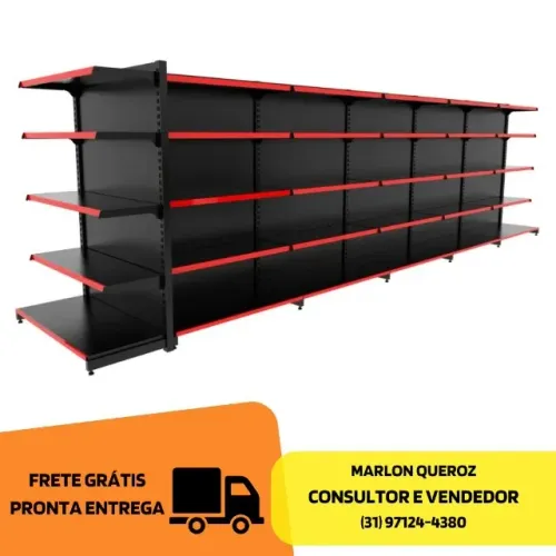 Gôndola de Centro Preta 5 Bandejas Polar