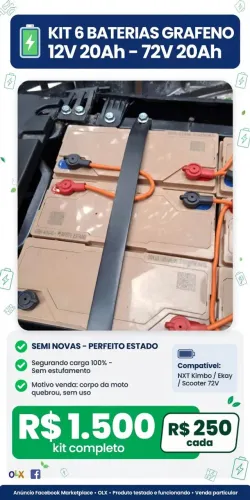 Kit 6 bateria Grafeno 12v 20 Ah 72V semi nova  perfeito estado 
