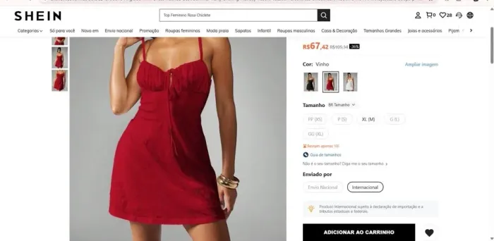 Vestido Shein tamanho XL (GG)