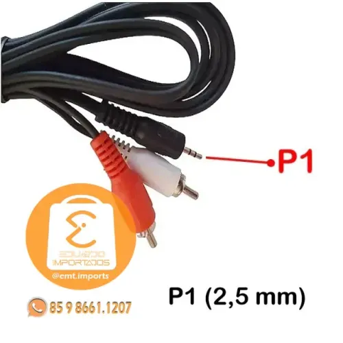 Cabo Auxiliar P1 Macho X 2 RCA Macho