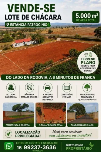 Lote de Chácara 5.000m² em Condomínio Fechado | A 6 Minutos de Franca
