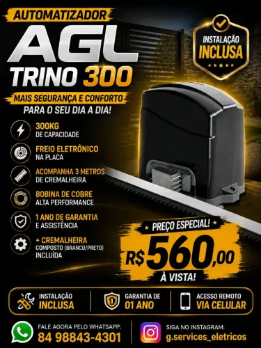 Motor de Portão AGL TRINO 300 com instalação