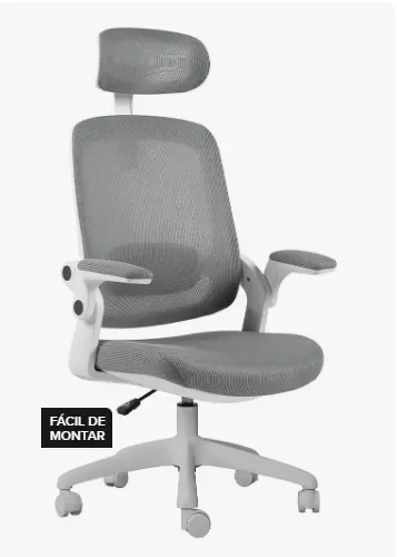Cadeira De Escritório Astra Ergonômica Elements Cinza Branco