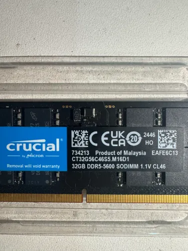 Memória RAM Crucial 32GB DDR5 5600MHz SODIMM (Notebook)